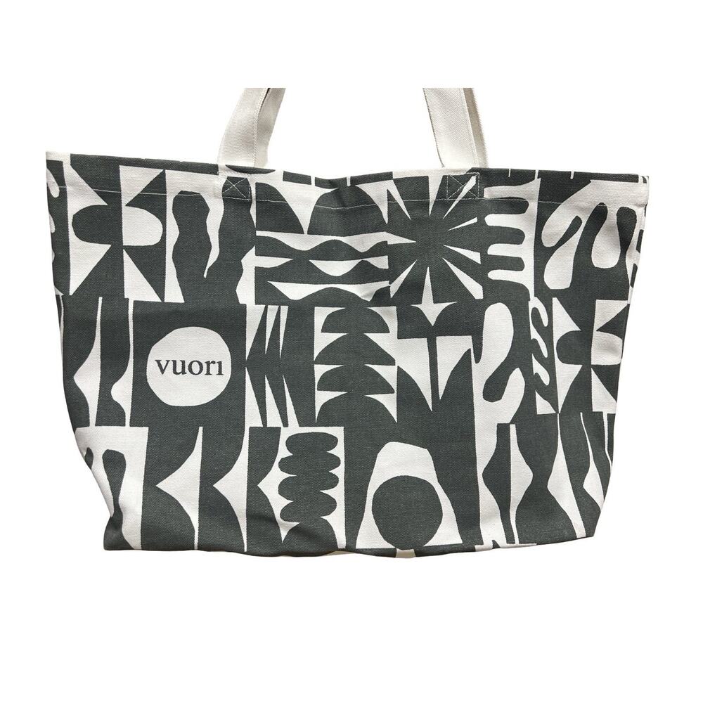 Vuori Cotton Tote Bag Green White Abstract Print Limited Edition Cody Hudson